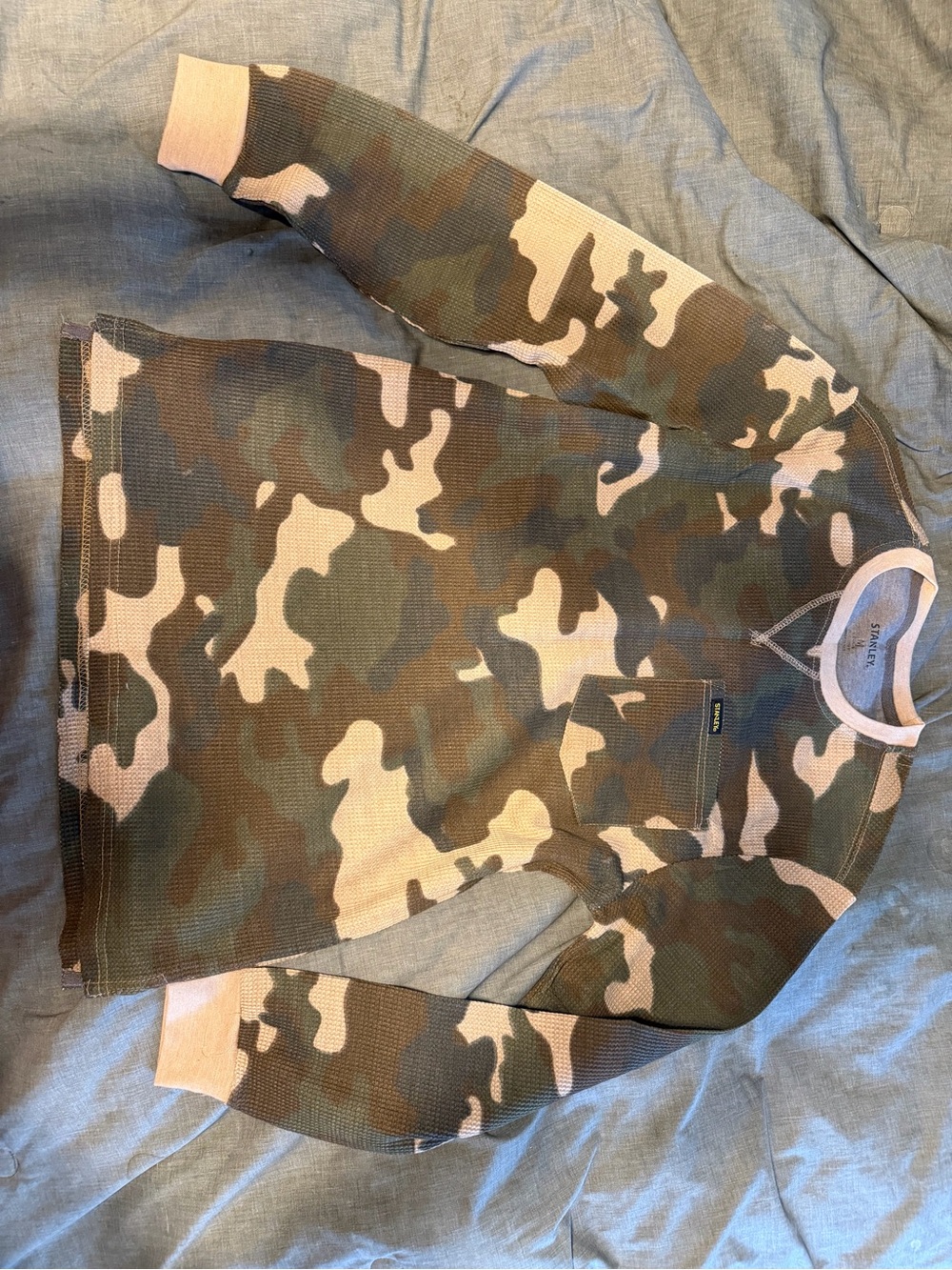 Stanley Camouflage Waffle Knit Pullover - Green, Brown, Cream